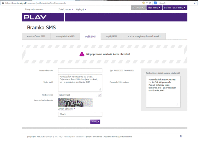Płatna bramka sms z captcha