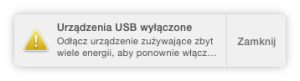 Urządzenie USB wyłączone