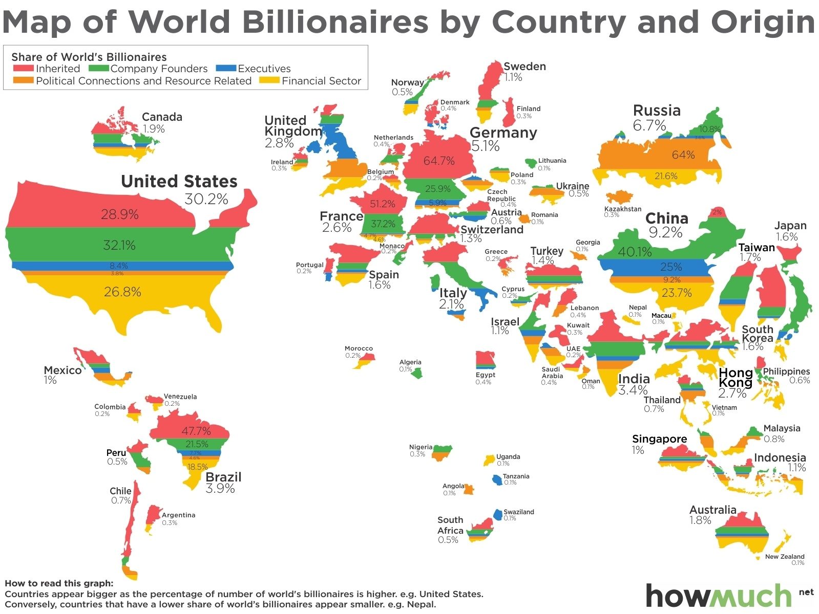 Światowa mapa miliarderów